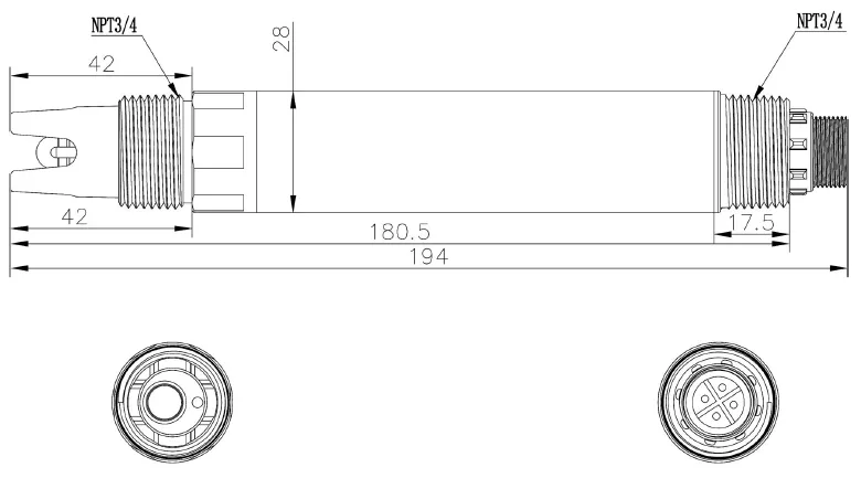 KWS-500 ORP Probe | ORP Sensor dimensions