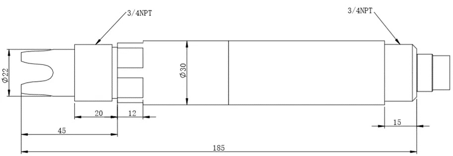 Dimensiones del sensor de iones de cloruro en línea KWS-3100